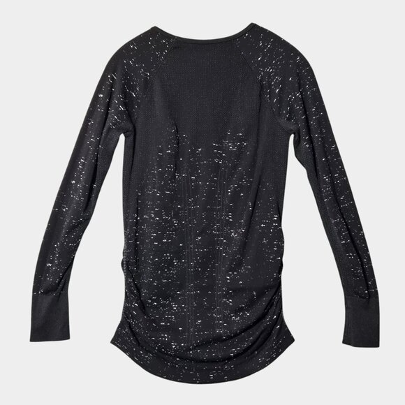 Athleta Speedlight Speckle Long Sleeve Top M Black Workout Athleisure Yoga NWOT - Picture 6 of 9